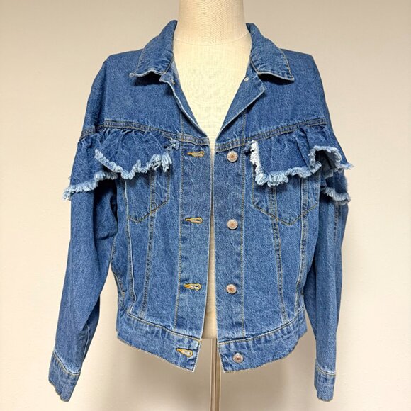 Love Tree Ruffle Denim Jacket - Picture 2 of 10